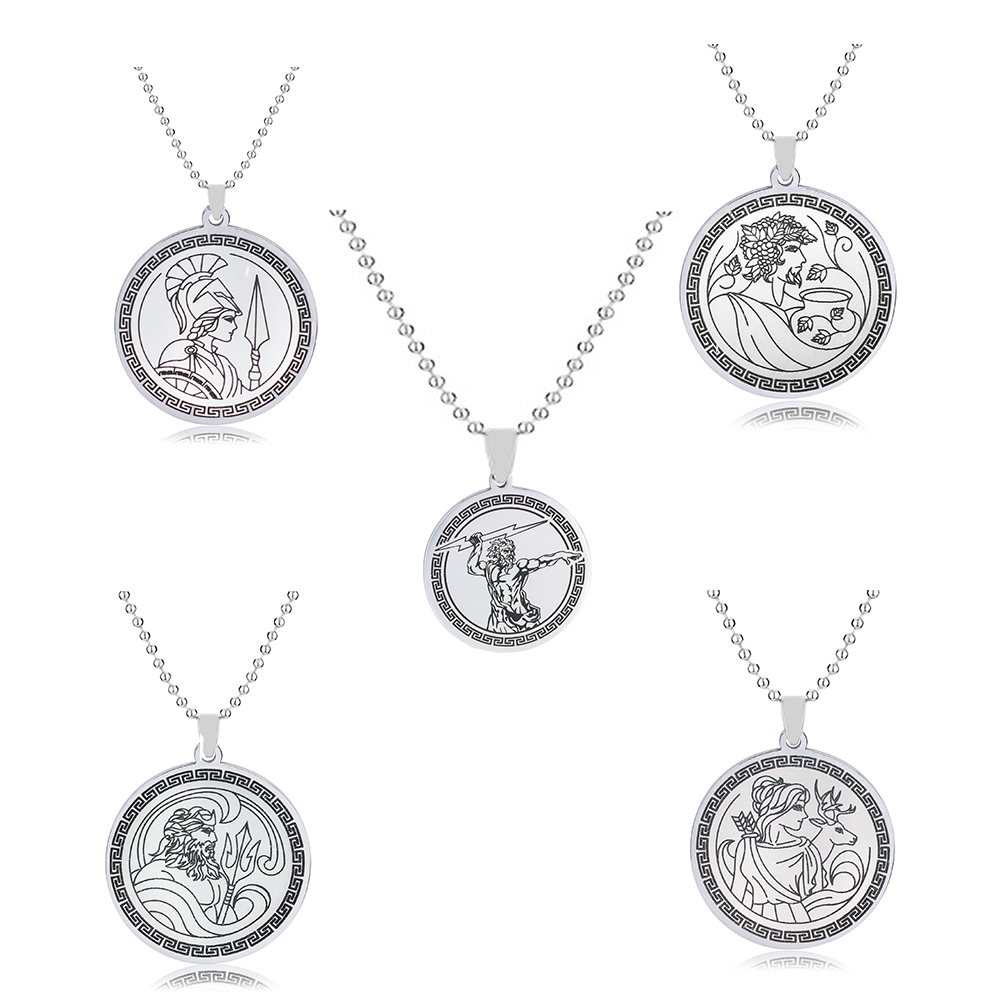 Zeus Men Accessories - Vintage Zeus Athena Poseidon Dionysus naszyjnik