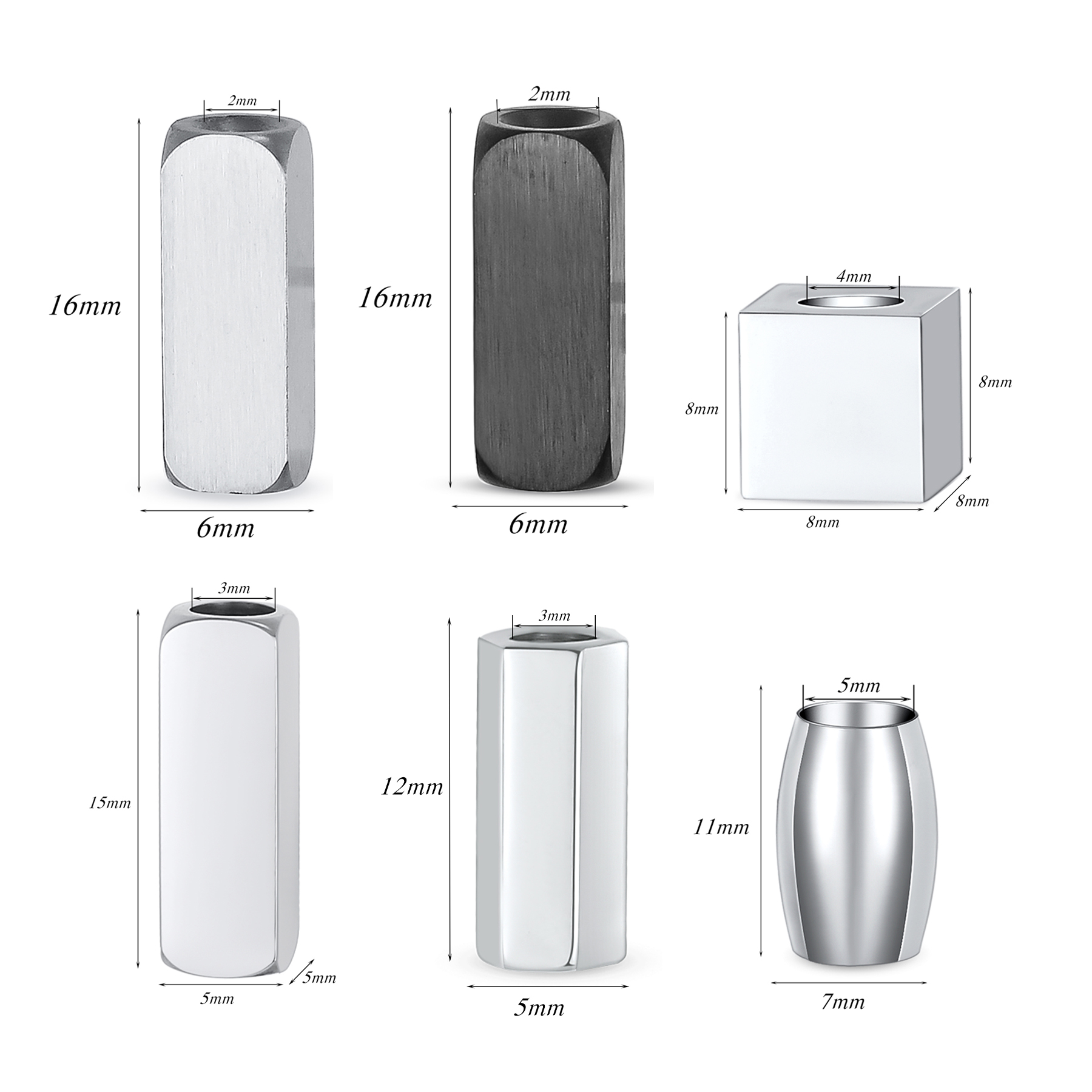 Men Accessories Collection - 6 sztuk/partia Personalizowane Polerowane Koraliki Dystansowe