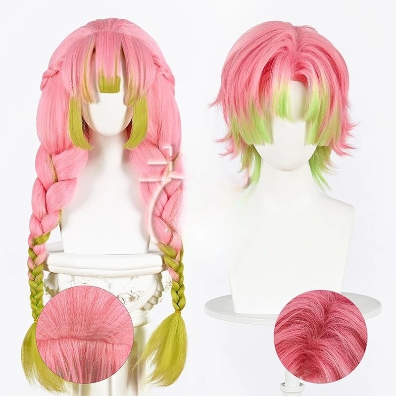 Men'S Suit Accessories - Peruka do cosplayu Kanroji Mitsuri, różowo-zielone