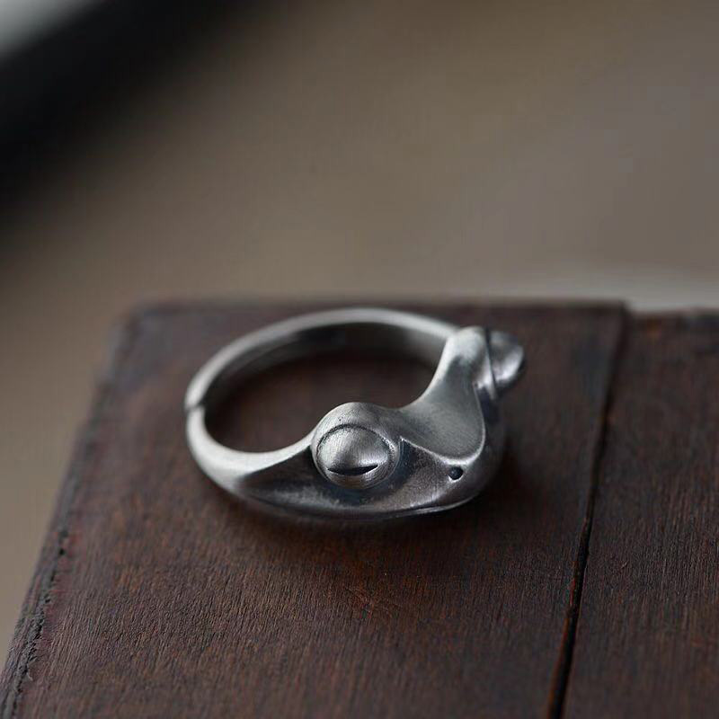 Retro Distressed Frog Ring For – Men Accessories Drawing recenzja i cena